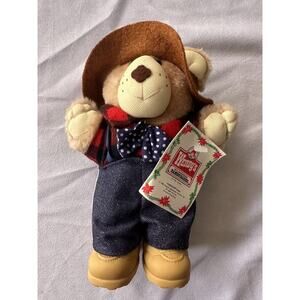 Wendys Farrell Furskin Happy Holiday Plush Bear Stuffed Animal Toy Vintage 1986
